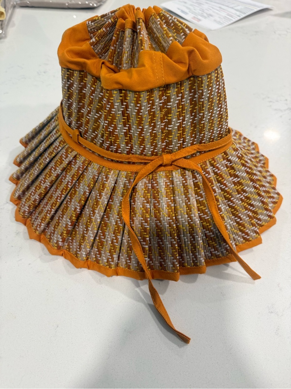 NWOT Lorna Murray Orange Pleated Straw-Style Women’s Sun Hat